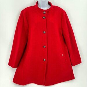 Geiger 100% Boiled Wool A-Line Cobalt Blue Button Mandarin Collar Car Coat Sz 14